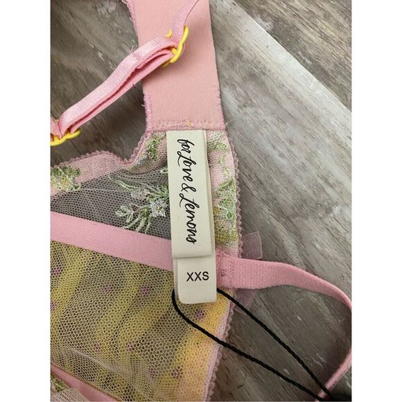 For Love & Lemons Pink Floral Corset Slip Mini Dress Lingerie Sz XXS - Picture 7 of 10